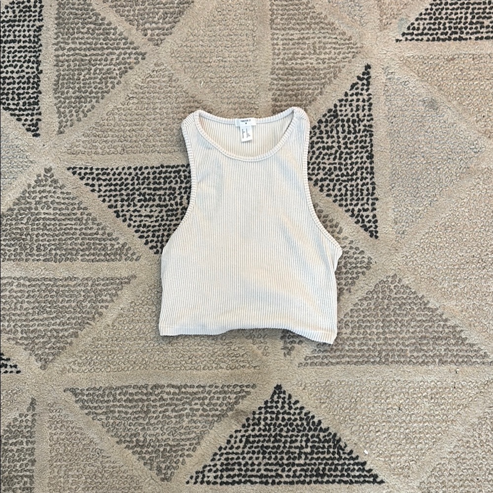 Forever 21 Off-White Ribbed Tank